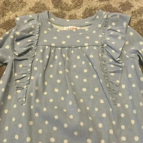Cat & Jack Blue Polka Dot Corduroy Ruffle Dress 3T - Picture 2 of 5